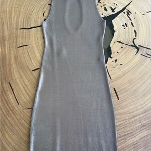 Bebe Elegant Silver Sleeveless Bodycon Dress